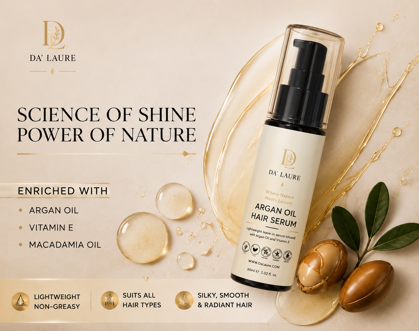 DA' LAURE ARGAN OIL HAIR SERUM